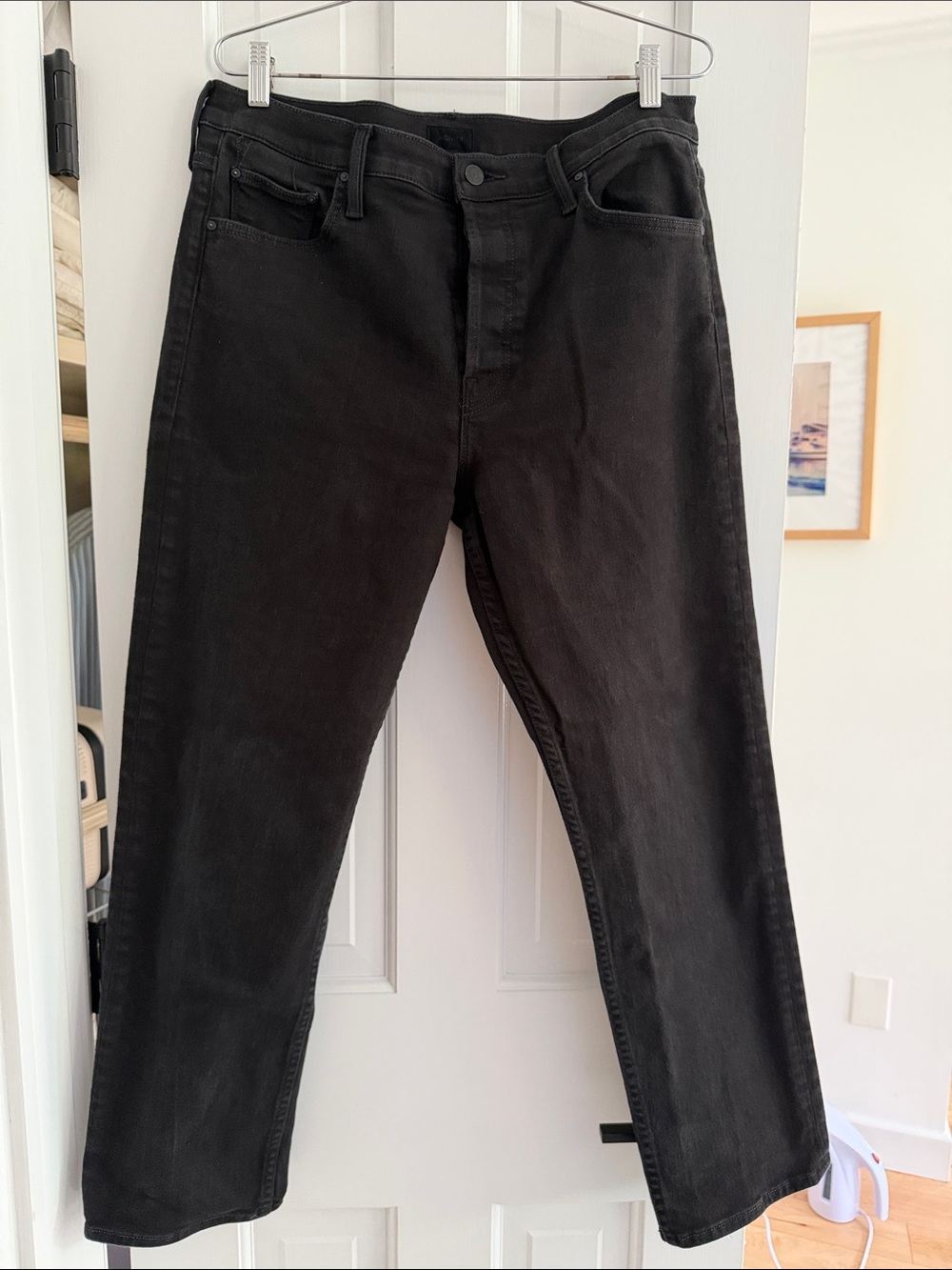 MOTHER Classic Black Straight-Leg Jeans